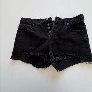 Free people black distressed denim cut-off shorts size 27